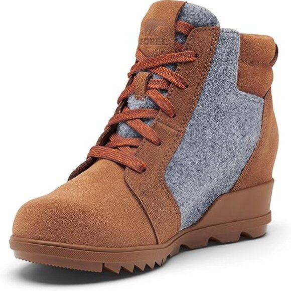 Sorel NWT Evie ankle boots lace up suede brown grey - Picture 1 of 9